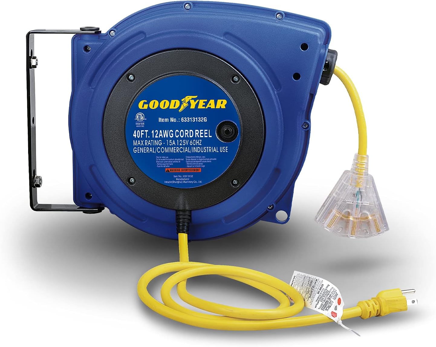 Goodyear Extension Cord Reels (12AWG x 40 FT (SJTOW Cable) w/LED Light-Up Tap)