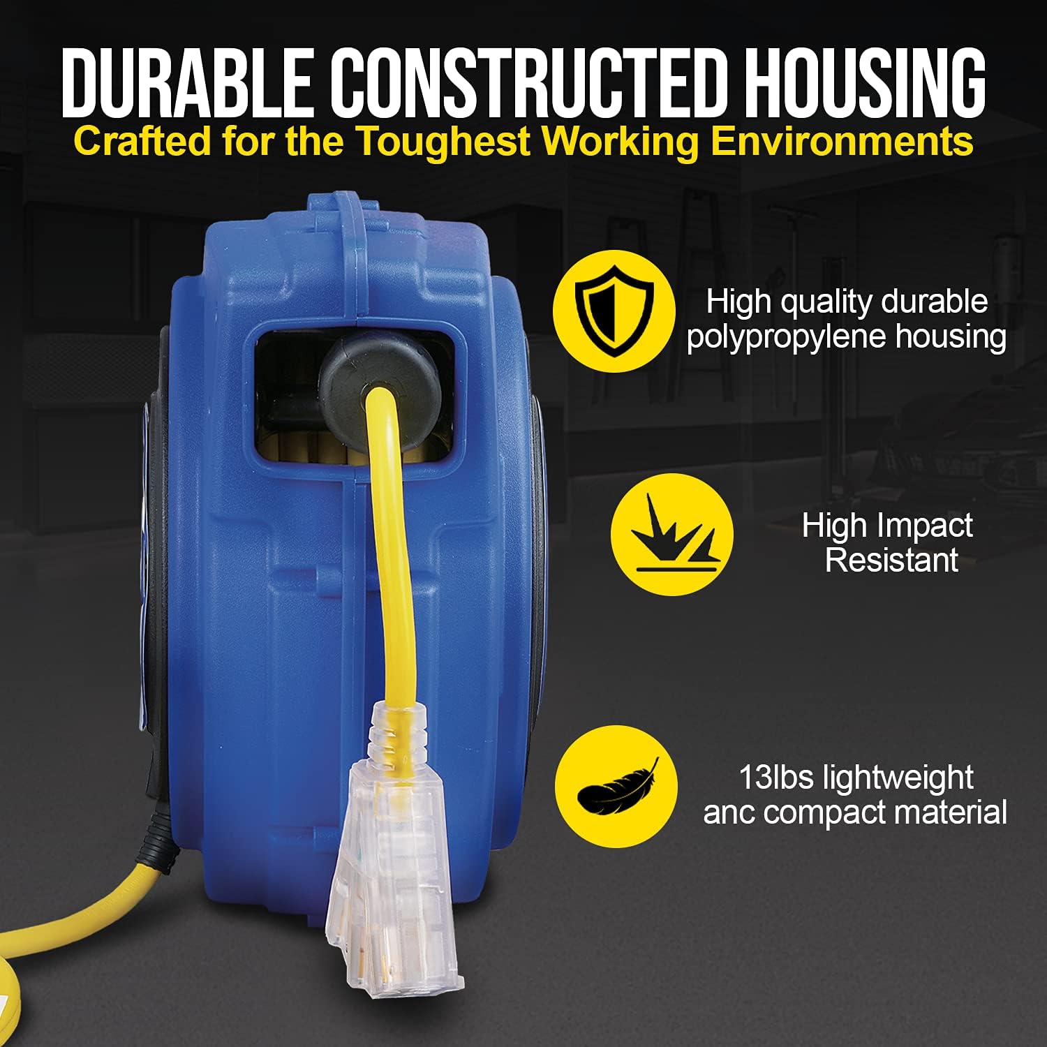 Goodyear Extension Cord Reels (12AWG x 40 FT (SJTOW Cable) w/LED Light-Up Tap) - Image 6