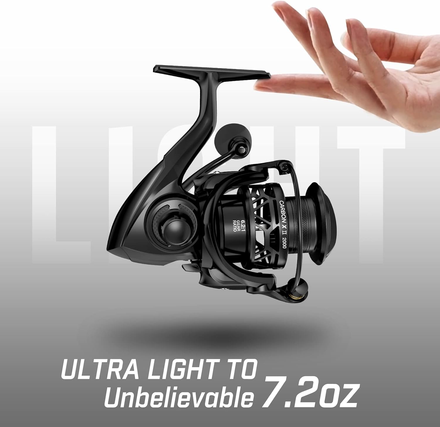 Piscifun Carbon X II Spinning Reels, Light to 5.5oz, Upgrade Carbon Frame Rotor, 22LBs Max Drag, 10+1 Shielded BB, 6.2:1/5.2:1, Smooth Powerful Freshwater Saltwater Spinning Fishing Reel - Image 2