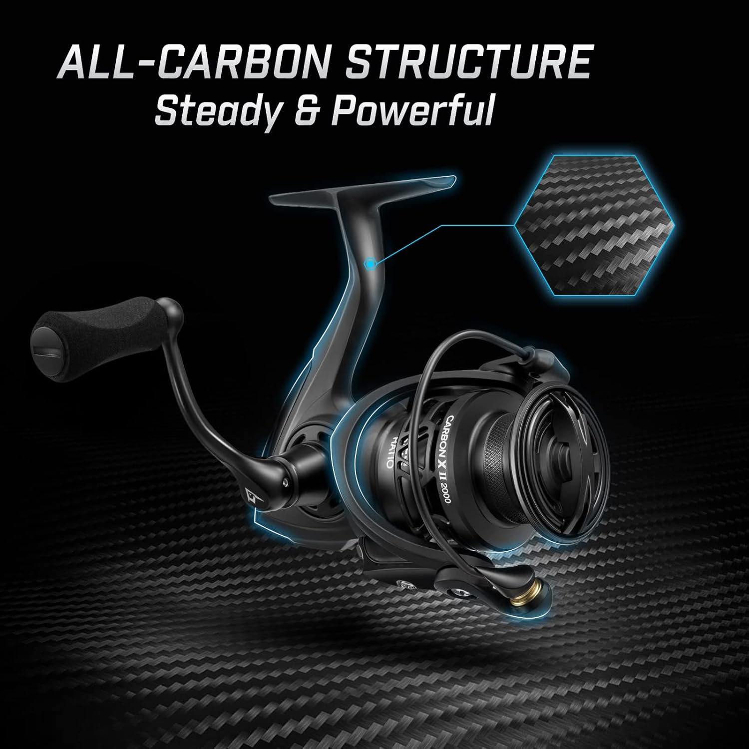 Piscifun Carbon X II Spinning Reels, Light to 5.5oz, Upgrade Carbon Frame Rotor, 22LBs Max Drag, 10+1 Shielded BB, 6.2:1/5.2:1, Smooth Powerful Freshwater Saltwater Spinning Fishing Reel - Image 3