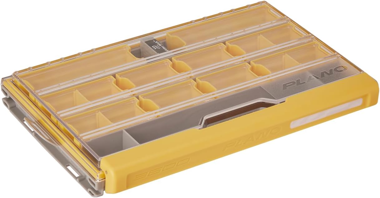 Plano EDGE 3600 Terminal Tackle Storage, Gray and Yellow, Includes 10 Hook Retainers, Rustrictor Rust-Resistant Technology, Waterproof Premium Fishing Utility Box