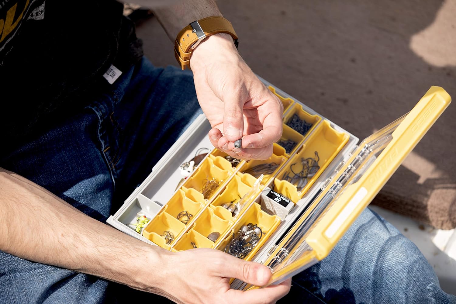 Plano EDGE 3600 Terminal Tackle Storage, Gray and Yellow, Includes 10 Hook Retainers, Rustrictor Rust-Resistant Technology, Waterproof Premium Fishing Utility Box - Image 2