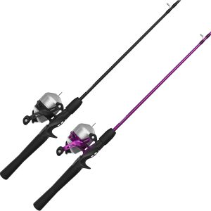 33 Spincast Reel and 2-Piece Fishing Rod Combo, 5-Foot 6-Inch Durable Fiberglass Rod, Quickset Anti-Reverse Fishing Reel with Bite Alert